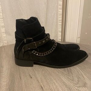 Black Suede Jodhpur Chain Boots Men Size 10.5